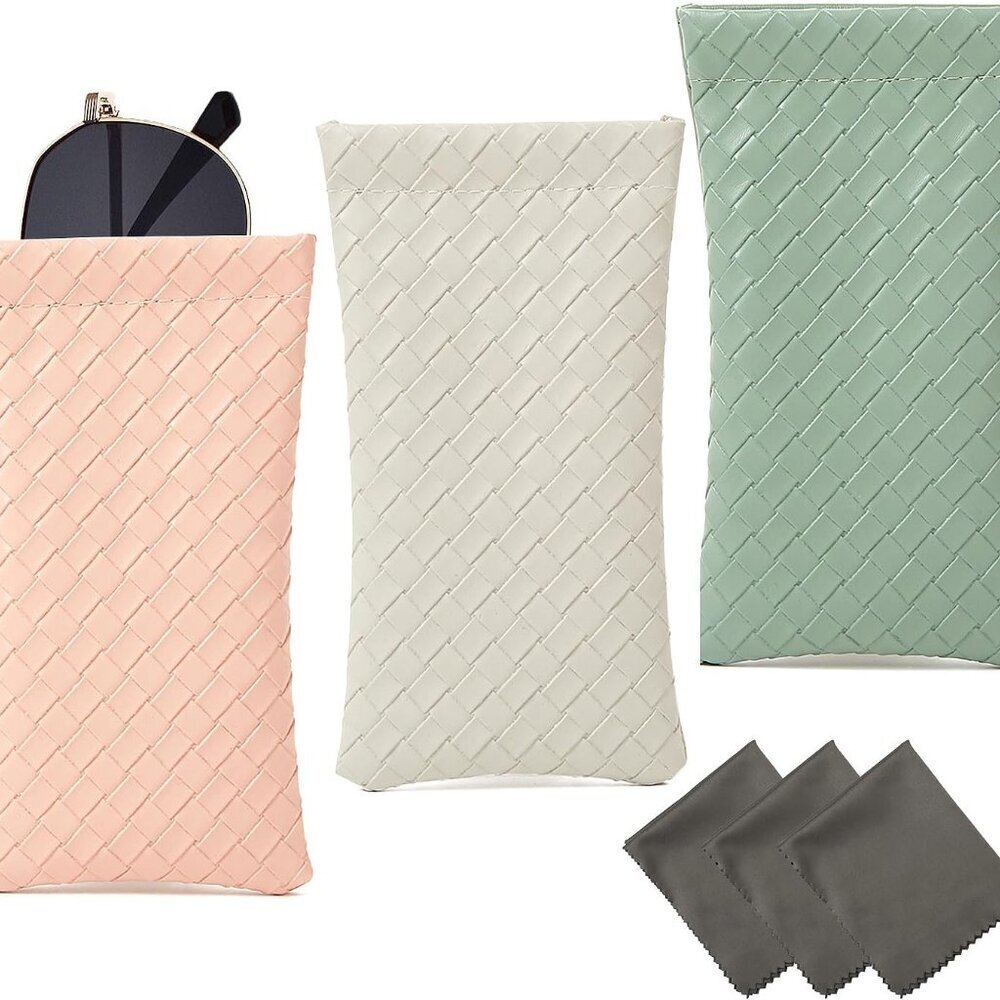 3 Pack Glasses Case,Squeeze Top Soft Portable Pouch for Sunglass eyeglass